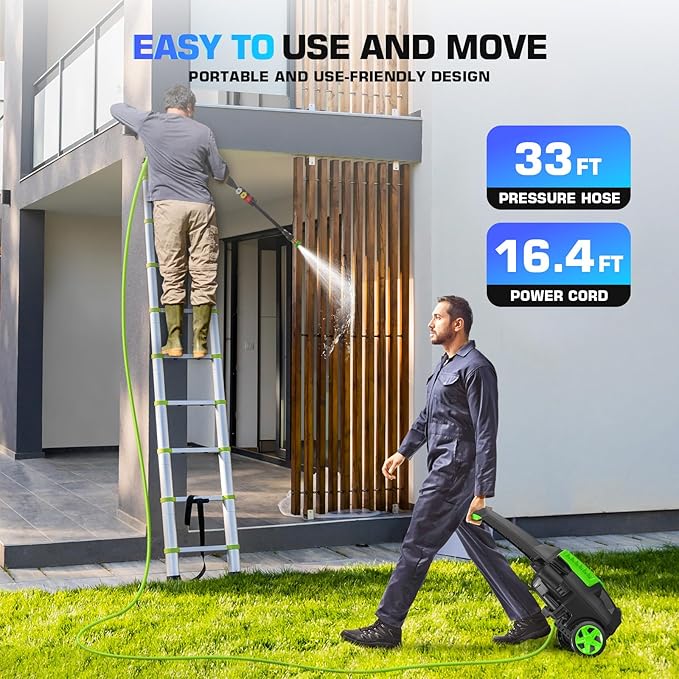 Professional Electric Pressure Washer 5000PSI, 4.0GPM Portable Power Washer with 4 QC Nozzles and Soap Bottle, Cleaner Machine for Cars/Home/Driveways/Patios/Decks/Fences
