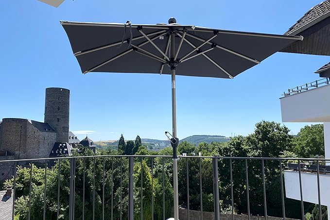 PURPLE LEAF 4' x 6' Rectangle Outdoor Umbrella for Patio with Tilt Adjustment, Patio Table Umbrella for 3 Year Fade Resistant, Aluminum Pool Market Umbrella for Deck, Garden, Patio, Poolside or Lawn