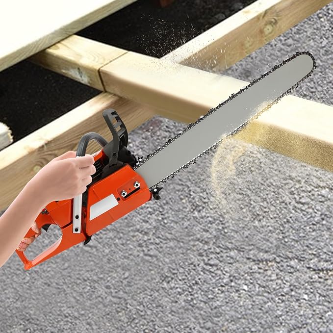 65cc Gasoline Power Chainsaw, 3.4kw 2-Stroke Fule Logging Cutter, 2700RPM Wood Saw Timber Feller with 24 inch Guide Bar for Tree Felling Backyard Clearing Outdoor Pruning