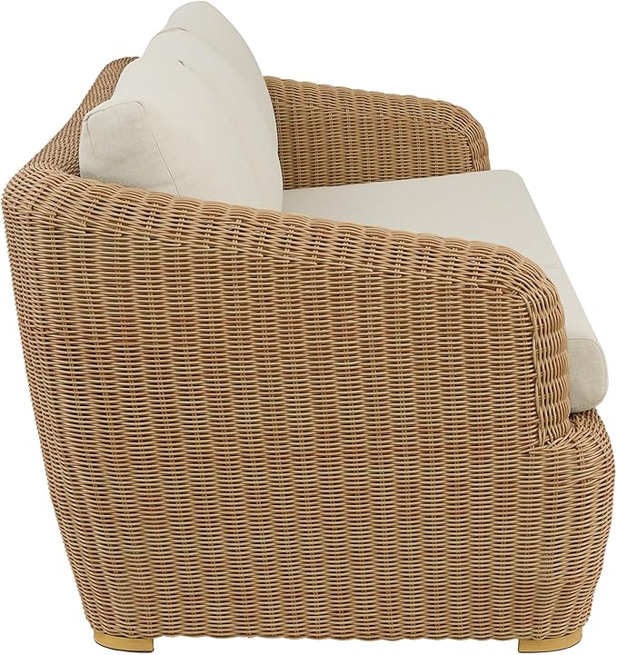 CHITA Patio Wicker 3-Seater Sofa with Removable Cushion, Backyard Rattan Chair for Sunrooms, Patios, Decks, Fully Assembled