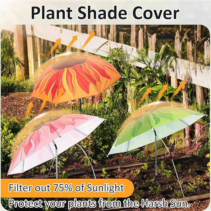 Plant Umbrellas for Outdoor Plants, Large Garden Plant Umbrella Shade Upgraded Adjustable Angle Height for Potted Plants Garden Beds