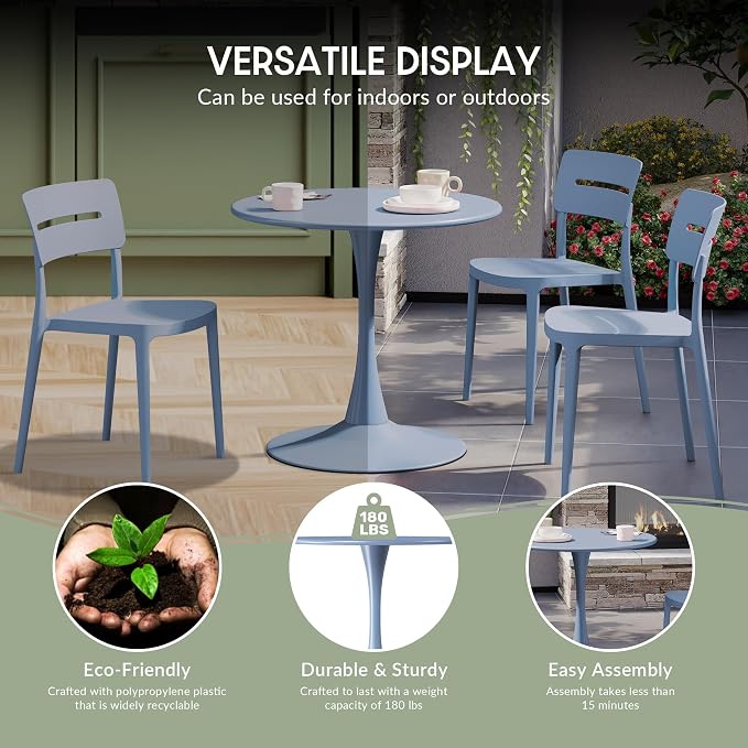 WestinTrends Playa 31.5" Round Outdoor Indoor Metal Cocktail Dining Table, French Blue