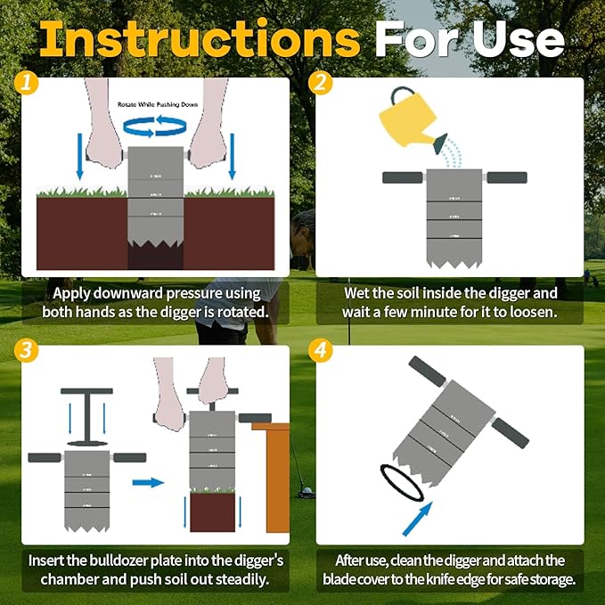 Portable Golf Hole Cutter with Detachable Handle, USGA Standard 2 Inch, 4 Inch and 6 Inch Holes Digger Tool, Golf Holes for Backyard Putting Green Hole Cutter, Lawn Garden Outdoor Practice Training