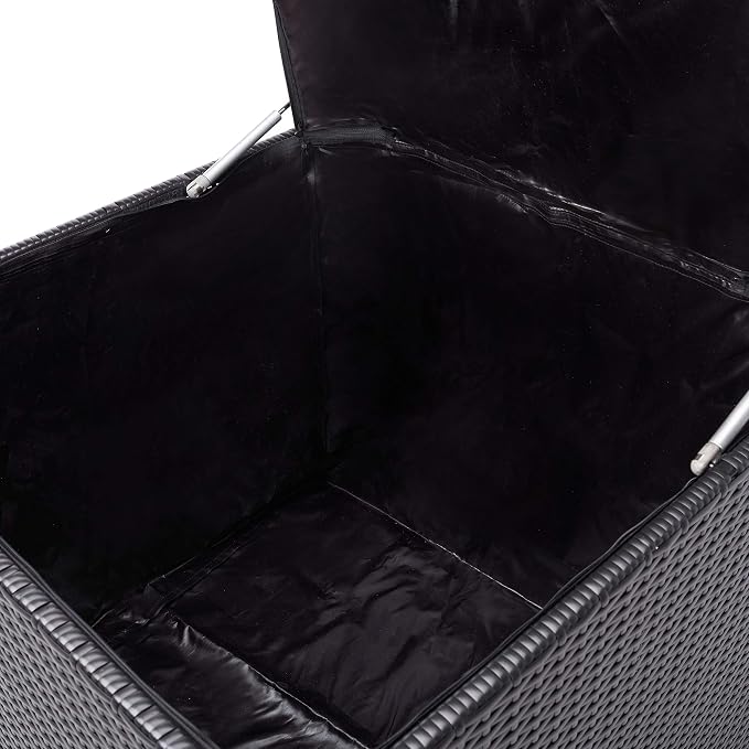 SAFAVIEH Outdoor Collection Helga Black/Beige Wicker Conversation Patio Set