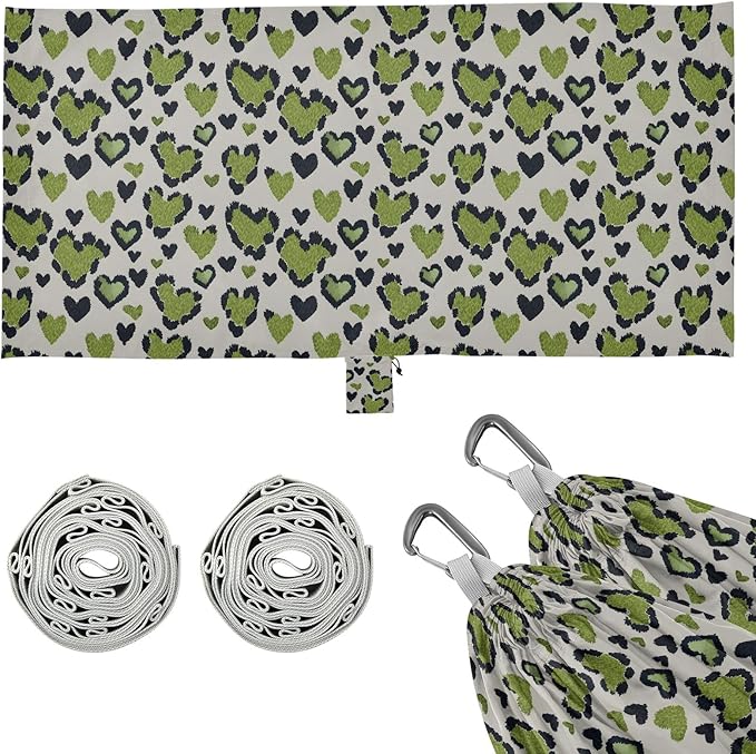Camping Hammock Outdoor Hammocks for Outside Green Heart Leopard Beach Trees Portable Lightweight with Pockets Tree Straps Indoor