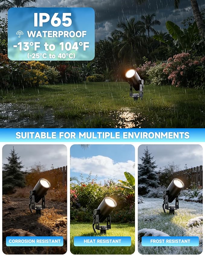 Outdoor Mini Spotlights, MR11 LED Bulb 12V Low Voltage Landscape Spotlight 2W 200lm, 2700K Warm White IP65 Waterproof Aluminum Light Fixture, 1 1/4" Short Head 2-Count