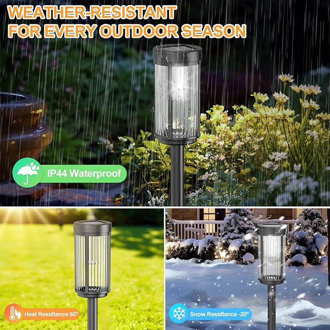 EXCMARK 2 Pack Outdoor Solar Lights Waterproof for Yard Garden Walkway Pathway Lawn Decorative Contemporary Landscape Lighting. (Cool White Light, 2)
