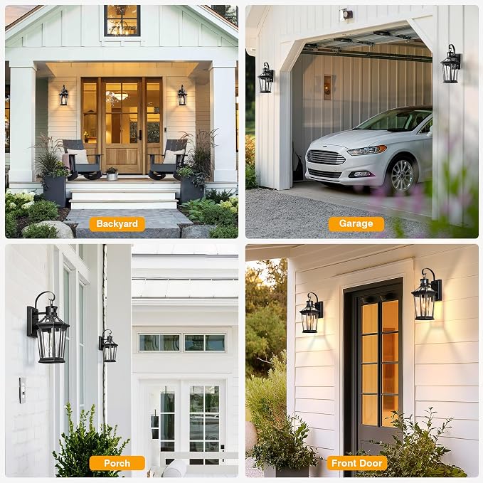 VIANIS Motion Sensor Outdoor Wall Lights, Dusk to Dawn Exterior Light Fixtures Wall Mount, Waterproof Modern Black Outside Front Porch Light, Anti-Rust Aluminum Outdoor Wall Sconce for House Garage