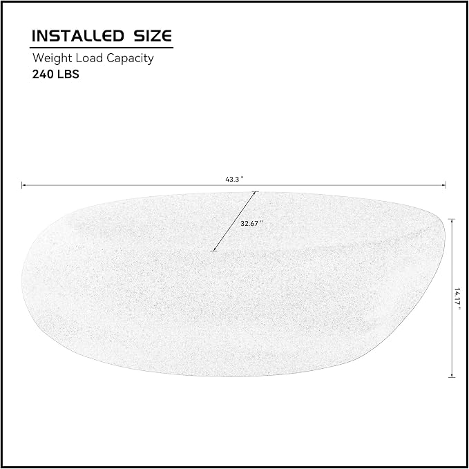 43.3" Faux Stone Coffee Table Modern Unique Coffee Table Oval Center Tables Round Edge Design Fiberglass Oval Accent Tables for Living Room Office Apartment No Assembly, Cream White