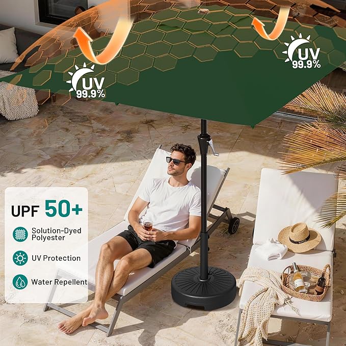 AreShark 8' x 10' Rectangle Patio Umbrellas for Outdoor, Outdoor Table Umbrella, Large Outdoor Patio Umbrellas with 8 Sturdy Ribs for Pool, Garden, Market (Dark Green)