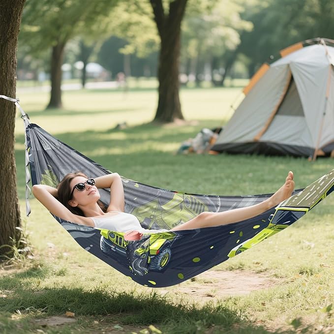 FRMG Cartoon Car Camping Hammock 500 lbs Capacity Portable Hammocks with Tree Straps & Attached Carry Bag, Camping Essentials Gear A0900410a