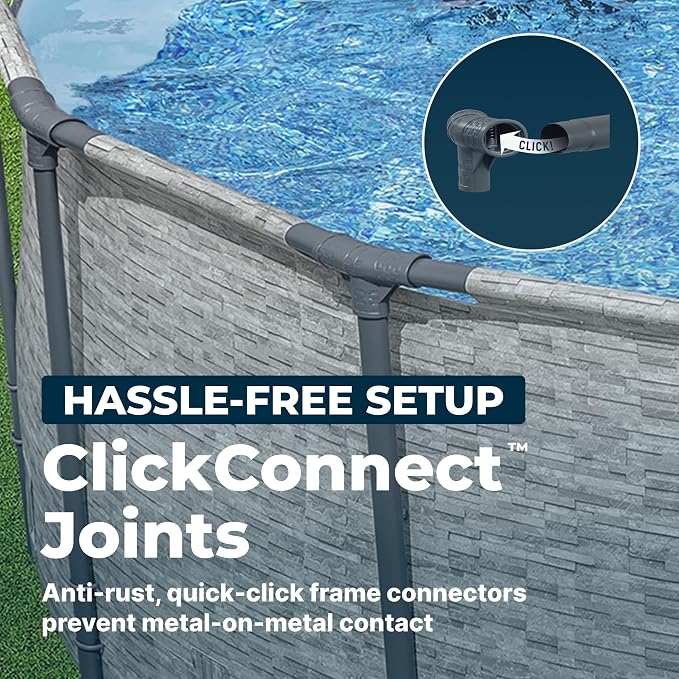 Bestway Steel Pro MAX Above Ground Swimming Pool Set (16' x 48") | Round Outdoor Backyard Family Pool Features Realistic Stone Pool Liner | Includes 1500gal Filter Pump, 48" Ladder and 16' Pool Cover