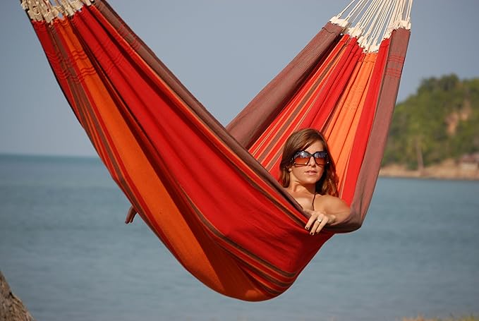 BYER OF MAINE Paradiso Hammock, Authentic Brazilian, Terra Cotta, Recycled Cotton/Polyester Blend, Double, 142" L x 68" W, Holds up to 400lbs