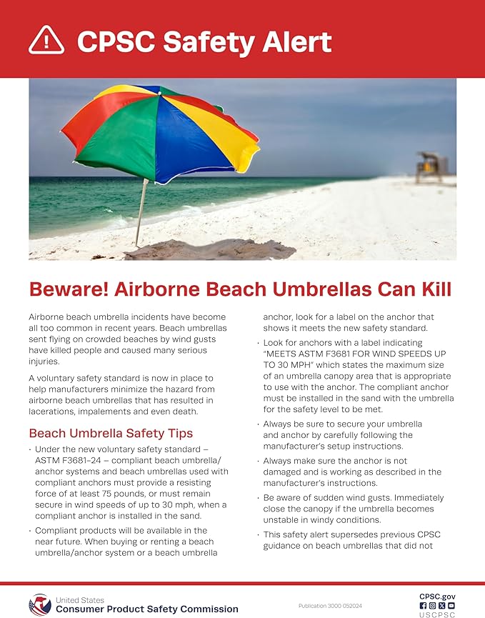 BEACHBUB ALL-IN-ONE BEACH UMBRELLA SYSTEM. Includes ULTRA Base (compliant with the ASTM F3681-24 Beach Umbrella Safety Standard). (Bold Breaker Red)