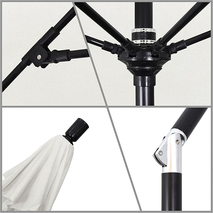 California Umbrella 9' Round Crank Lift, Collar Tilt, Aluminum Pole, Fiberglass Rib Patio Umbrella,
