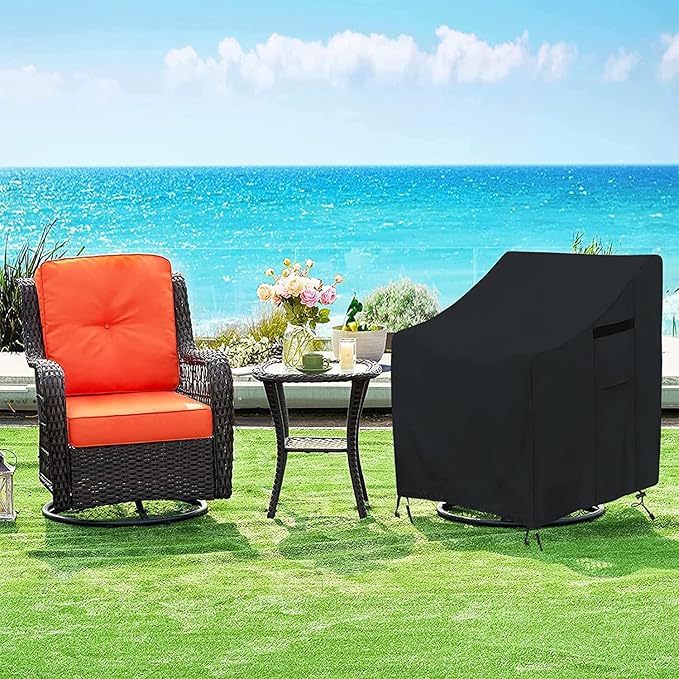 Adirondack Chair Covers, Outdoor Swivel Lounge Chair Cover 1 Pack, (30 L x 34 W x 38.5 H inches) Waterproof Heavy Duty Outdoor Chair Covers,Black
