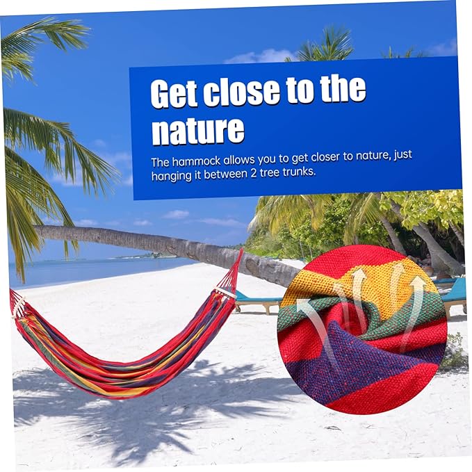 BESPORTBLE Outdoor Hammock Swing Bed Striped Canvas Camping Hammock Garden Travel Rope Without Stand for Men Women Boys and Girls