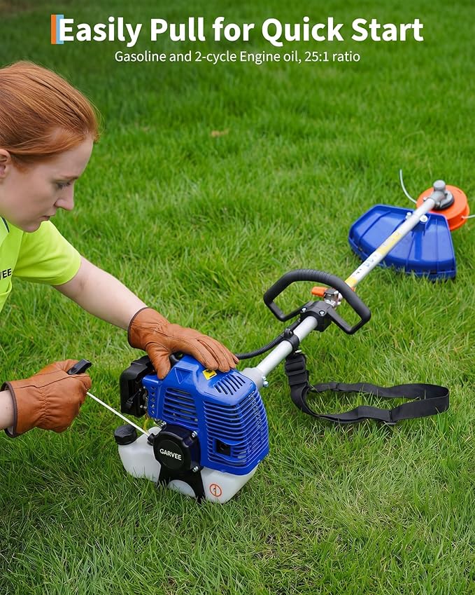 43cc Weed Wacker Gas Powered, 3 in 1 String Trimmer with Shoulder Strap & Handle, Grass Cutter, Lawn Edger Brush Cutter, Weed Eater, Powerful Outdoor Grass Trimmer for Garden, Lawn Care, Blue