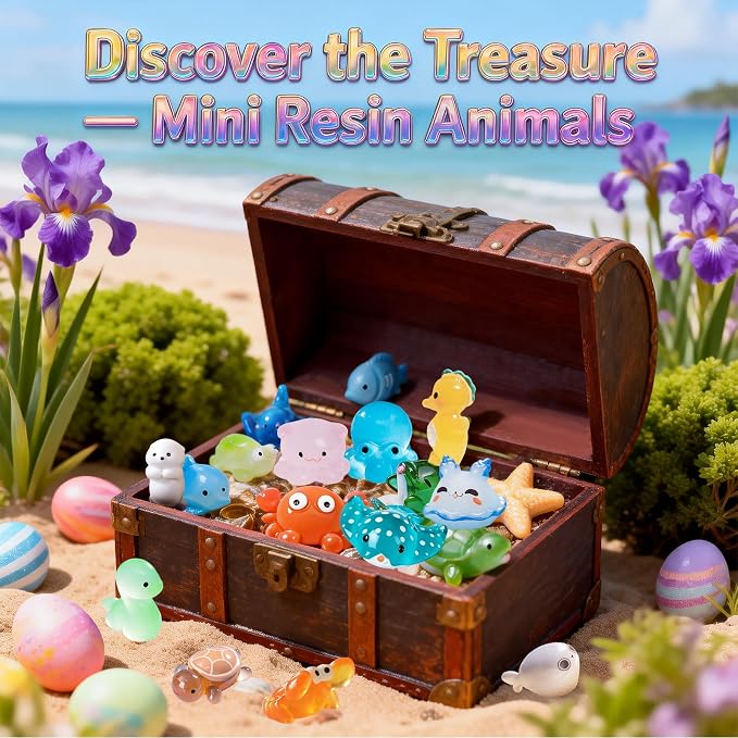 Zerobe Miniature Resin Animal Sets: Tiny Collectible Figurine Bulk Pack (Ocean Animals)
