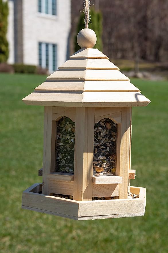 CLEVER GARDEN Hanging Bird Feeder, Outdoor Decoration Birdfeeder Perfect for Attracting Wild Birds, Gazebo
