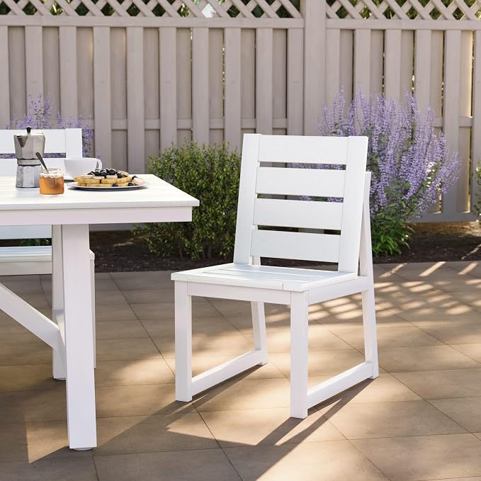 Costaelm Stinson Outdoor Patio HDPE Dining Side Chair, White