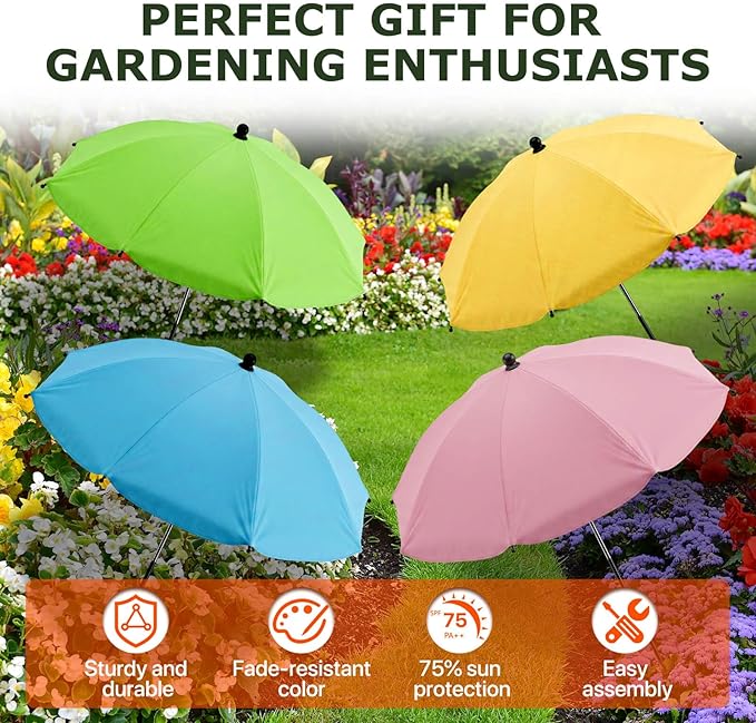 Plant Umbrellas for Outdoor Plants, Upgraded Large Garden Umbrella for Potted Plants Shade with Adjustable Height, 360° Adjustable Direction and Thickened Support Pole, Waterproof Sun Shade for Garden Potted Plants