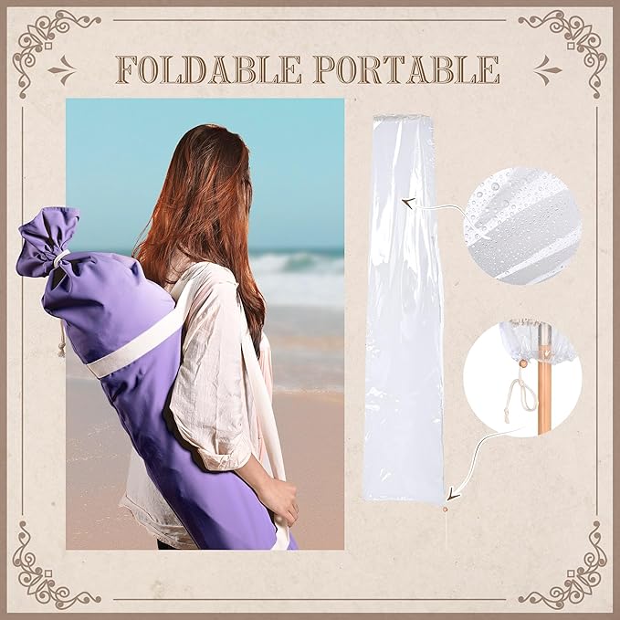 LAGarden Fringe Patio Umbrella with Carry Bag & Cover Vintage Wood for Event Outdoor Garden Yard Wedding Bistro Table