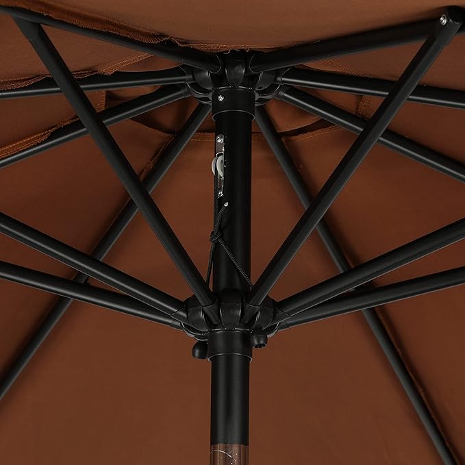 Island Umbrella Trinidad 9 ft Octagon Patio Umbrella – With Crank Lift, Push-to-Tilt, Rust-Resistant Steel Pole, 8-Rib Frame & Weather-Resistant Canopy – Brown/Coffee Outdoor Umbrellas for Patio
