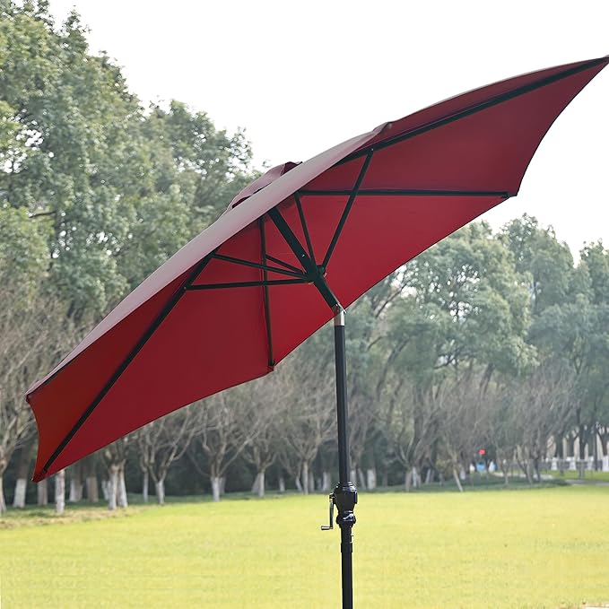 OLIXIS 9FT Patio Table Umbrella with Tilt and Crank Button & 8 Sturdy Ribs Waterproof, 9 Feet Outdoor Patio Umbrella Sun Shade for Pool, Terrace, Beach and Restaurant