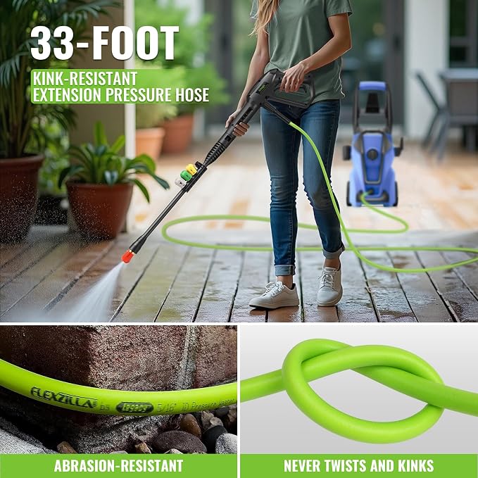 Pressure Washer 5000PSI with 33FT Flexible Extension Hose for Cars/Patios/Driveways, Dark Blue
