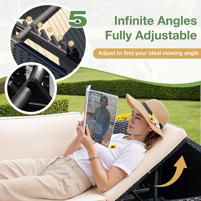 Flamaker Outdoor Patio Furniture Set Wicker Patio Sofa 3 Pieces Conversation Set Rattan sectional Sofa with Adjustable Seat for Balcony Porch Backyard