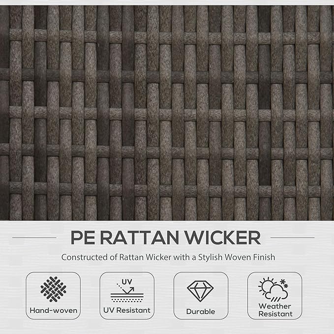 Outsunny 5-Piece Patio Furniture Set with Cushions, Outdoor PE Rattan Wicker Sofa Set, Sectional Furniture with Pillows, Glass Coffee Table for Garden, Backyard, Mixed Gray/Gray