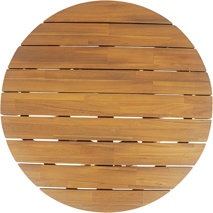 Christopher Knight Home Hakee Acacia Wood Patio Coffee Table, Round Table with Unique Wooden Base for Backyard, Balcony, Stylish Indoor/Outdoor Table, Easy Assembly, 31.5" x 31.5" x 16", Teak