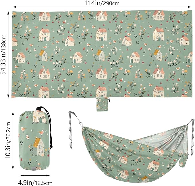Camping Hammock Outdoor Hammocks for Outside House Bird Beach Trees Portable Lightweight with Pockets Tree Straps Indoor