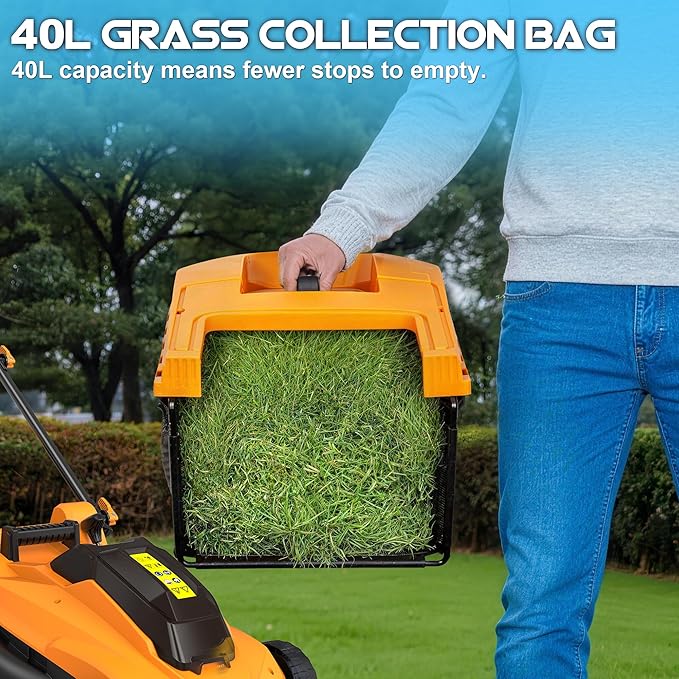 40V Cordless Lawn Mower (No Battery) Compatible with Dewalt 2 * 20VMax Battery, 18" Electric Lawn Mower with 6 Heights Adjustment, Brushless Electric Mower for Garden, Yard