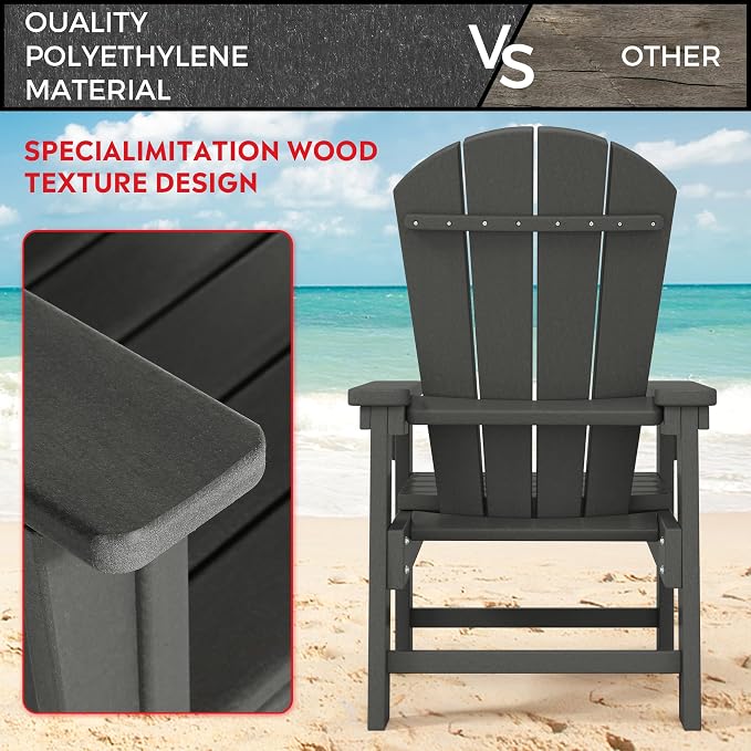 Costaelm Paradise Kids 5-Piece HDPE Outdoor Square Patio Dining Table and Chairs Set, Gray