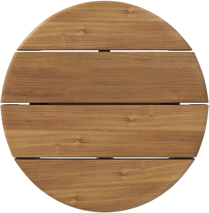 Modway Eleni 20-Inch Outdoor Teak Wood Side Table in Natural – Round Patio End Table with Slatted Top for Patios, Decks, Or Gardens