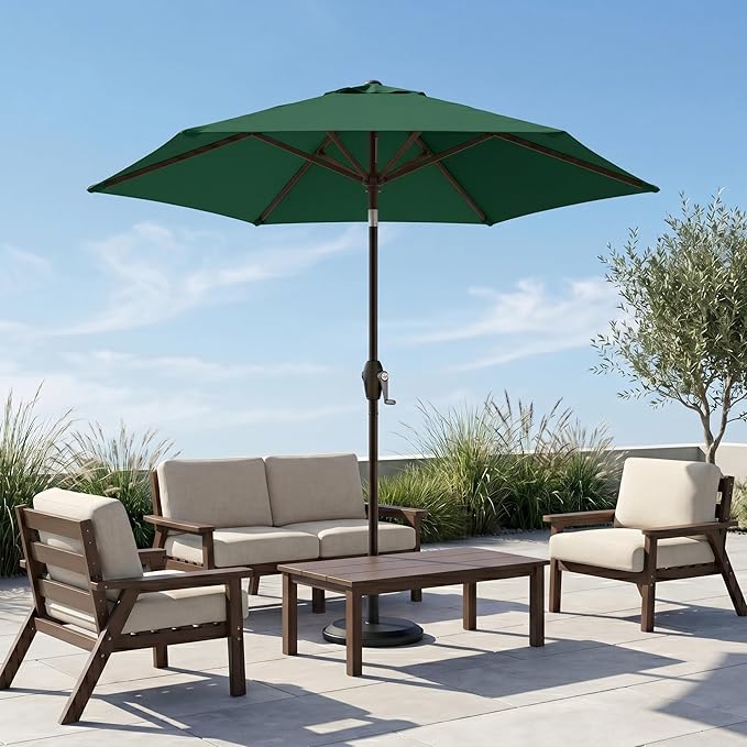 7.5ft Patio Umbrella, Outdoor Table Market Umbrella with Smooth Crank Lift, 6 Windproof Fiberglass Ribs, UPF50+ UV Protection for Deck, Pool, Garden and Backyard