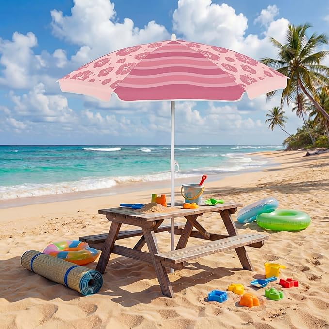 Dansydaisy Beach Umbrella for Water Table, Picnic Table Shade, 47 Inch Replacement Portable Outdoor Umbrella, UV Protection for Sand Play Camping Patio Garden, Tables Not Included
