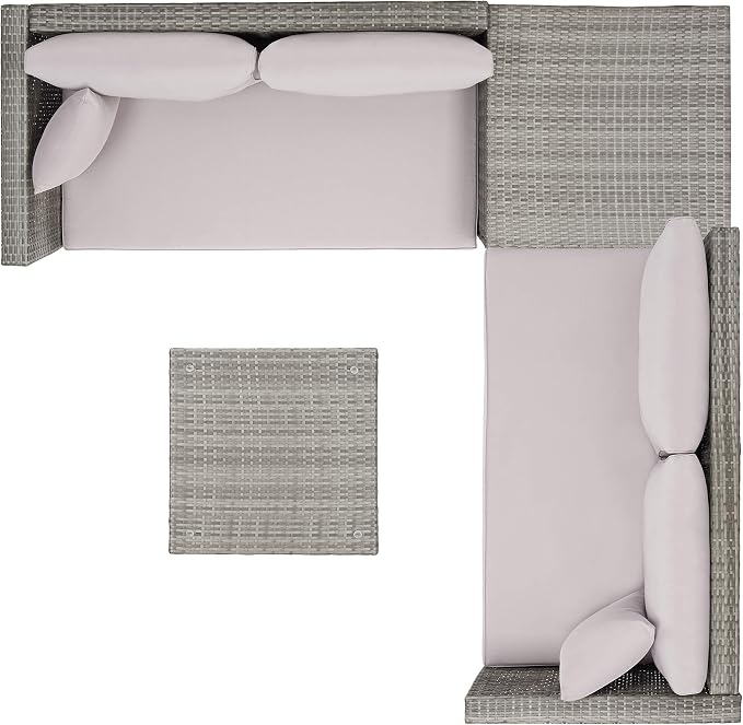 SAFAVIEH Outdoor Collection Helga Grey/Grey Wicker Conversation Patio Set