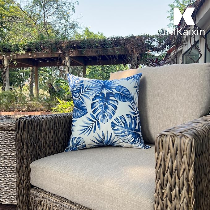 Outdoor Throw Pillows 18×18 Inch Waterproof Pillows with Inserts | Set of 2 Fade Resistant Patio Pillows for Porch Garden Couch and Patio Furniture