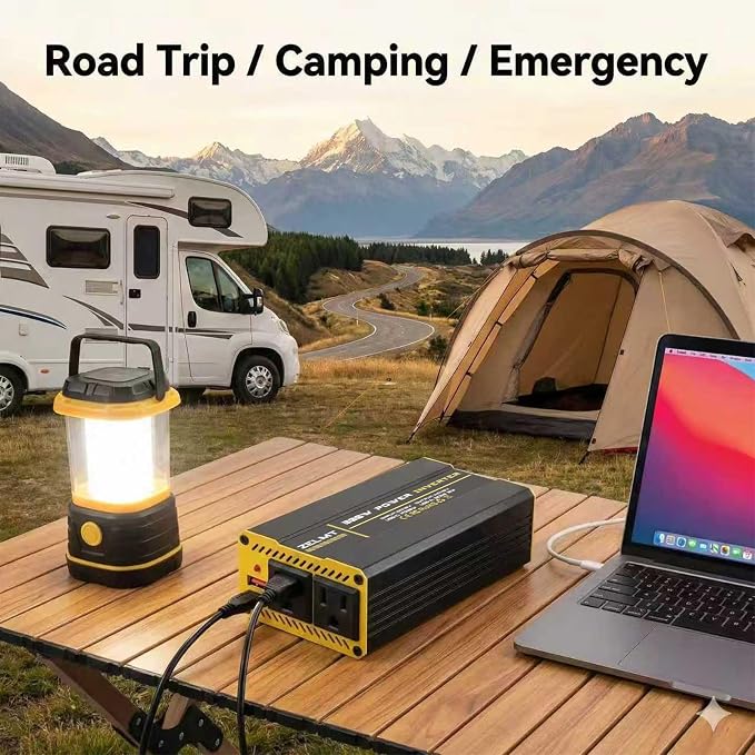 300W Car Power Inverter, DC 12V to 110V AC Car Plug Adapter, 30W USB-C &18W USB-A Fast Charging with AC Power Outlet, Car Cigarette Lighter Adapter, Portable Car Charger for Laptop on Road Trip