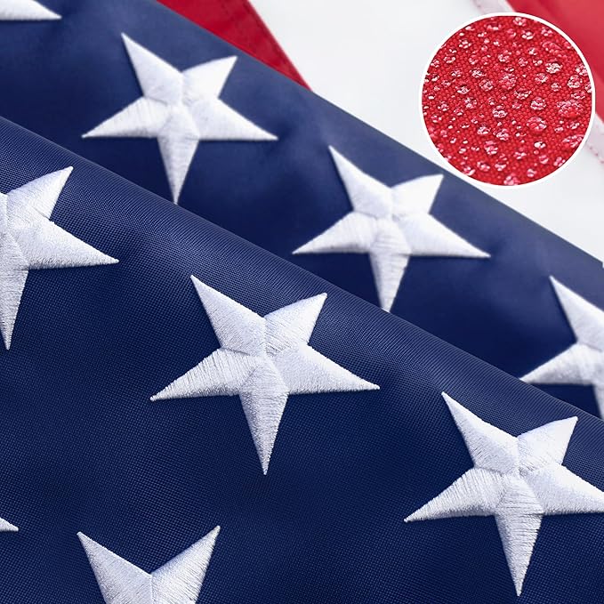 American Flag 4x6ft Long Lasting for Outside, Heavy Duty Nylon, Embroidered Stars, Brass Grommets, Perfect for Outdoor US Flags Show Your Patriotism