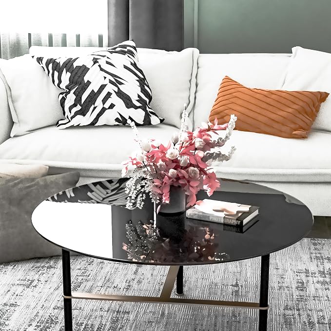 30" Tempered Glass Table Top Round Black Table Surface 1/4'' Thick Pencil Polished Edge Multipurpose for Dining, Coffee, Restaurant and End Table (30 inch-Black)