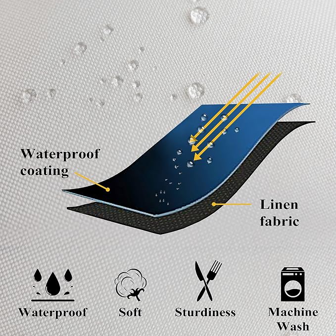 Home Brilliant Outdoor Pillows Covers Waterproof Linen Pillow Covers Bohemian Throw Pillow Covers for Patio Living Room Kid, 4 Pieces, 18 x 18 inches(45cm x 45cm), White