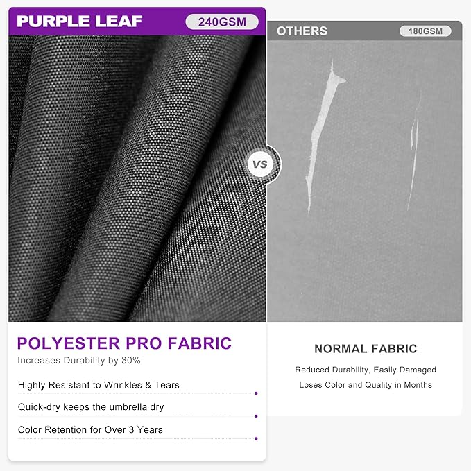 PURPLE LEAF 10' x 13' Cantilever Patio Umbrella Outdoor Umbrella with 330lbs Base Large Rectangular Windproof Offset Umbrella for Pool Deck Garden, Graphite Grey