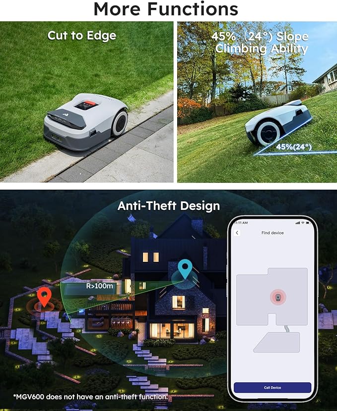 Robot Lawn Mower NO Wire - 0.47 Acre, Full Band RTK+4-Eye Vision Robotic Lawnmower, Automatic Mapping, 20 Multi-Zone Management, Accurate Obstacle Avoidance, Intelligent Path Planning, APP Control