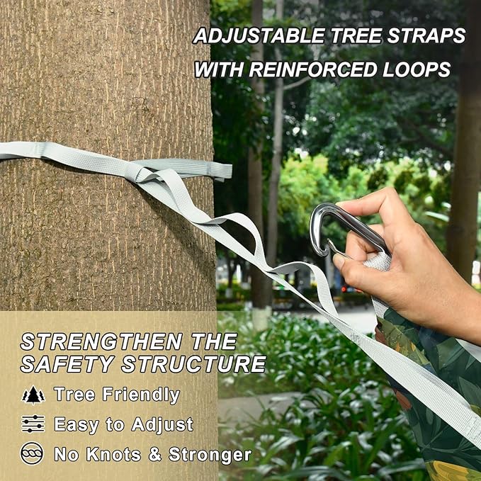 Camping Hammock Outdoor Hammocks for Outside Toucan Green Plant Beach Trees Portable Lightweight with Pockets Tree Straps Indoor
