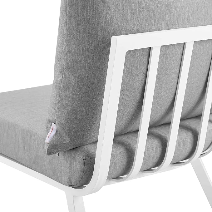Modway Riverside 4 Piece Outdoor Patio Aluminum Set, 114 x 61.5 x 28, White Gray