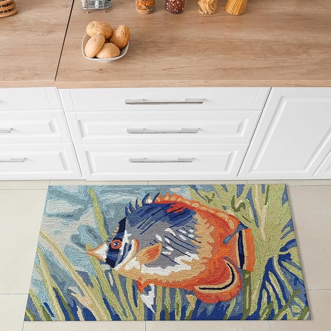 Liora Manne Ravella Indoor/Outdoor Durable Hand-Tufted UV Stabilized Rug- Tropical Fish Ocean 2' x 3'